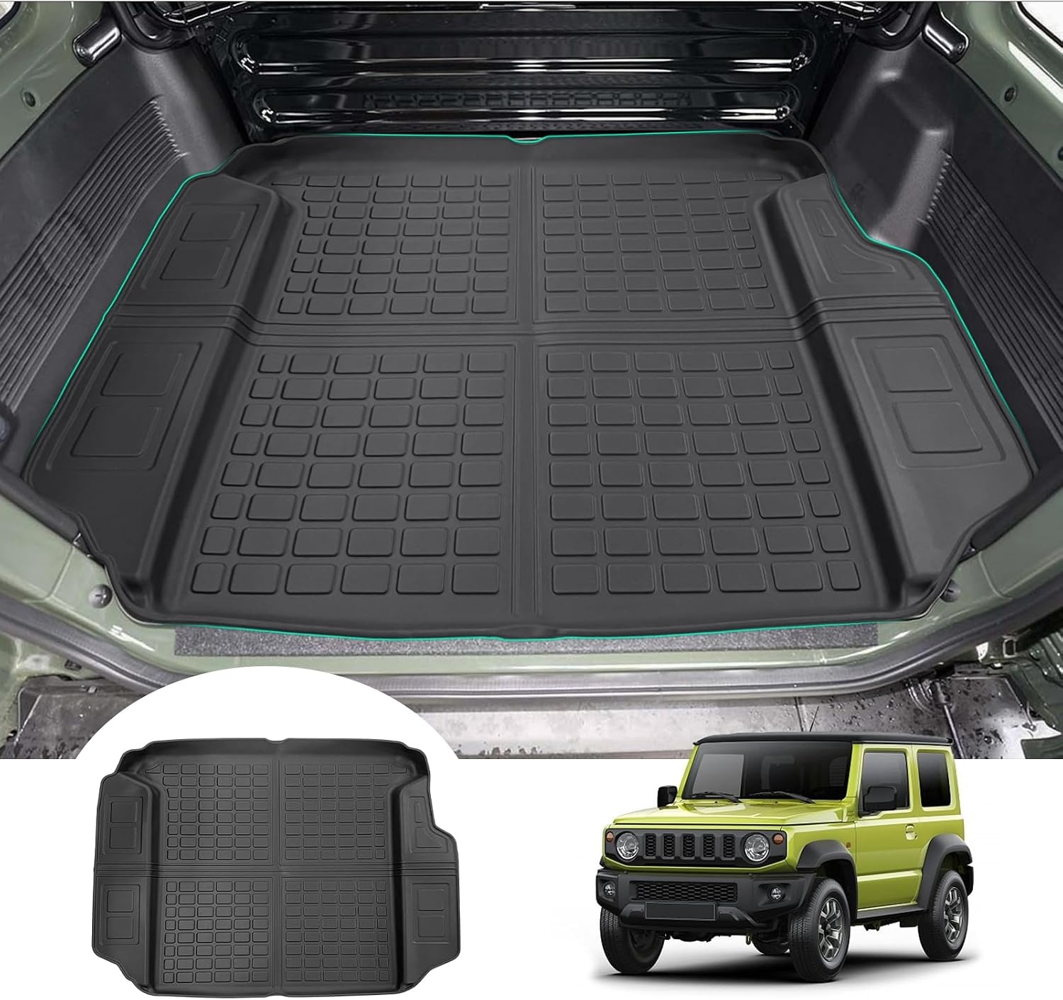 GAFAT Nieuwe Suzuki Jimny 2021-2024 2025 JB64/JB74 kofferbakmat, gemakkelijk op te vouwen, TPE all-weather kofferbakmat hoge rand origineel 3D-scannen, multifunctionele mat [2-zits]