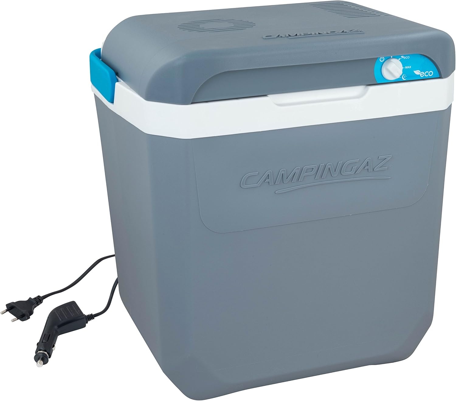CAMPINGAZ Powerbox Plus 28 Litre Thermoelectric Cooler Box 12 V 230 V for 8 Bottles 1.5 L for Car and Camping with UV Protection 28 L Blue