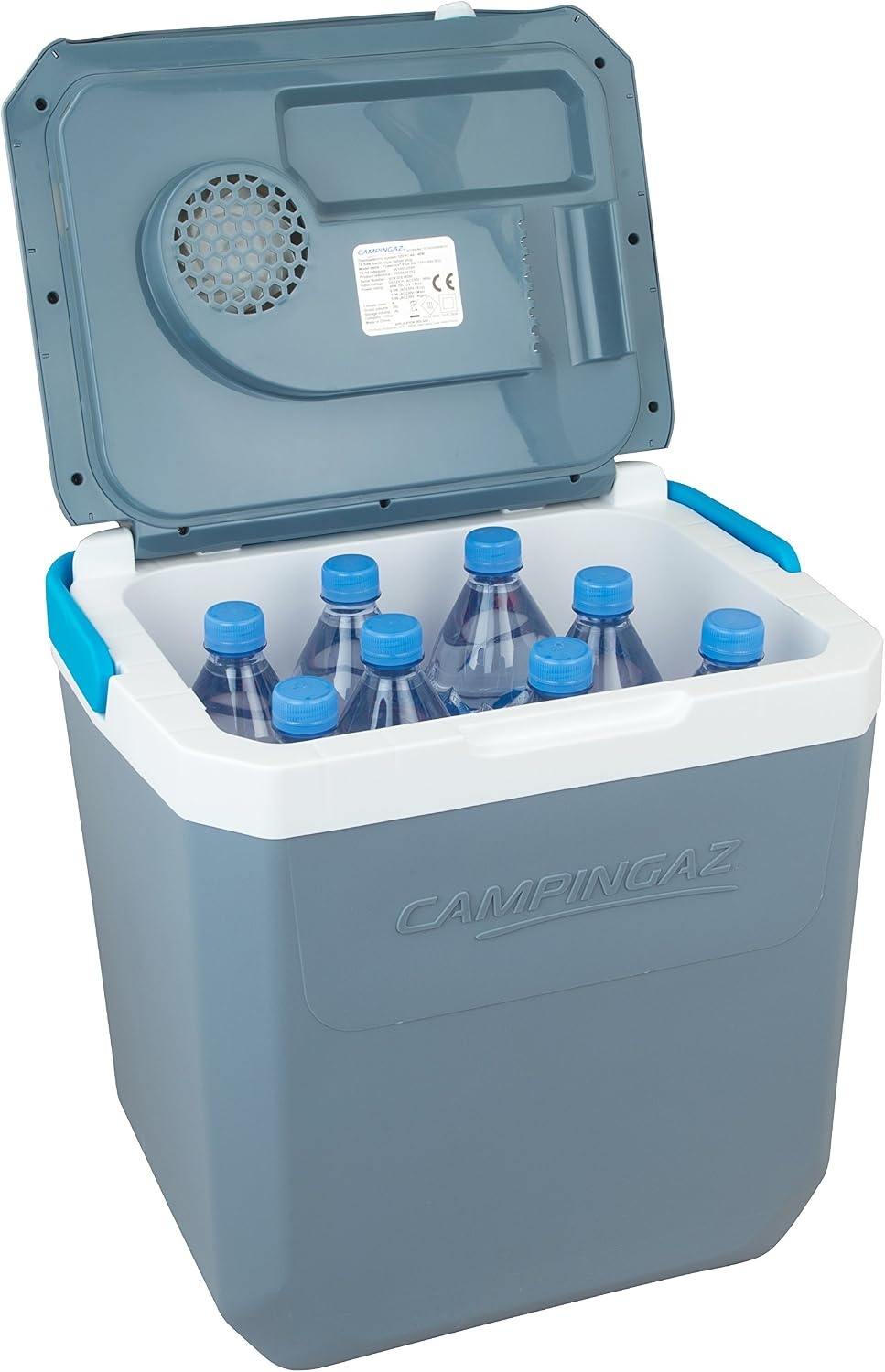 CAMPINGAZ Powerbox Plus 28 Litre Thermoelectric Cooler Box 12 V 230 V for 8 Bottles 1.5 L for Car and Camping with UV Protection 28 L Blue