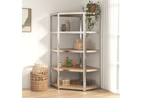 VidaXL Hoekrek 5-Laags Staal/Hout - Zilver (34% Korting)