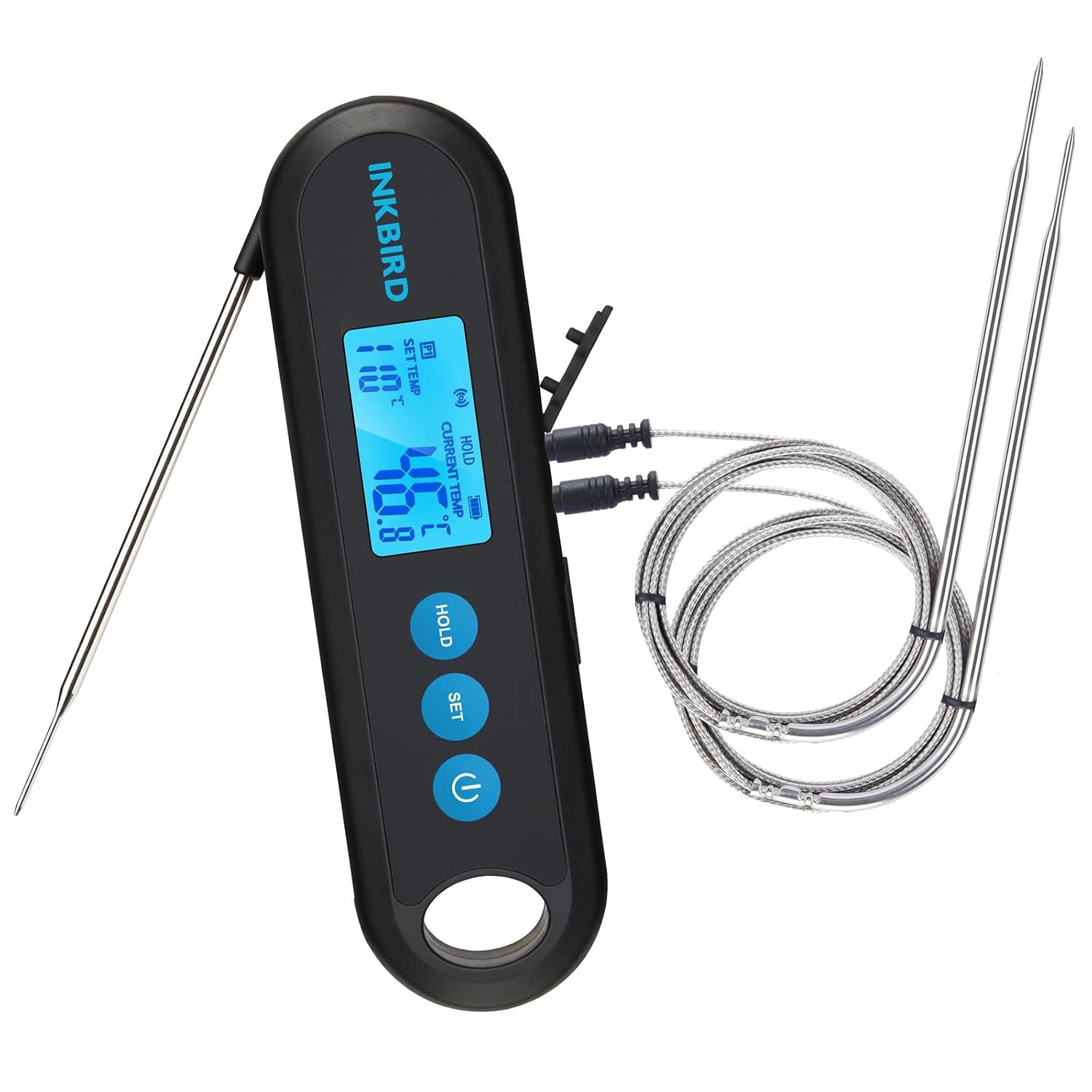 INKBIRD Bluetooth Digitale Vleesthermometer met Externe Probes,Onmiddellijke Uitlezing in 2 Seconden, Oplaadbare Voedselthermometer voor Grillen,BBQ en Koken