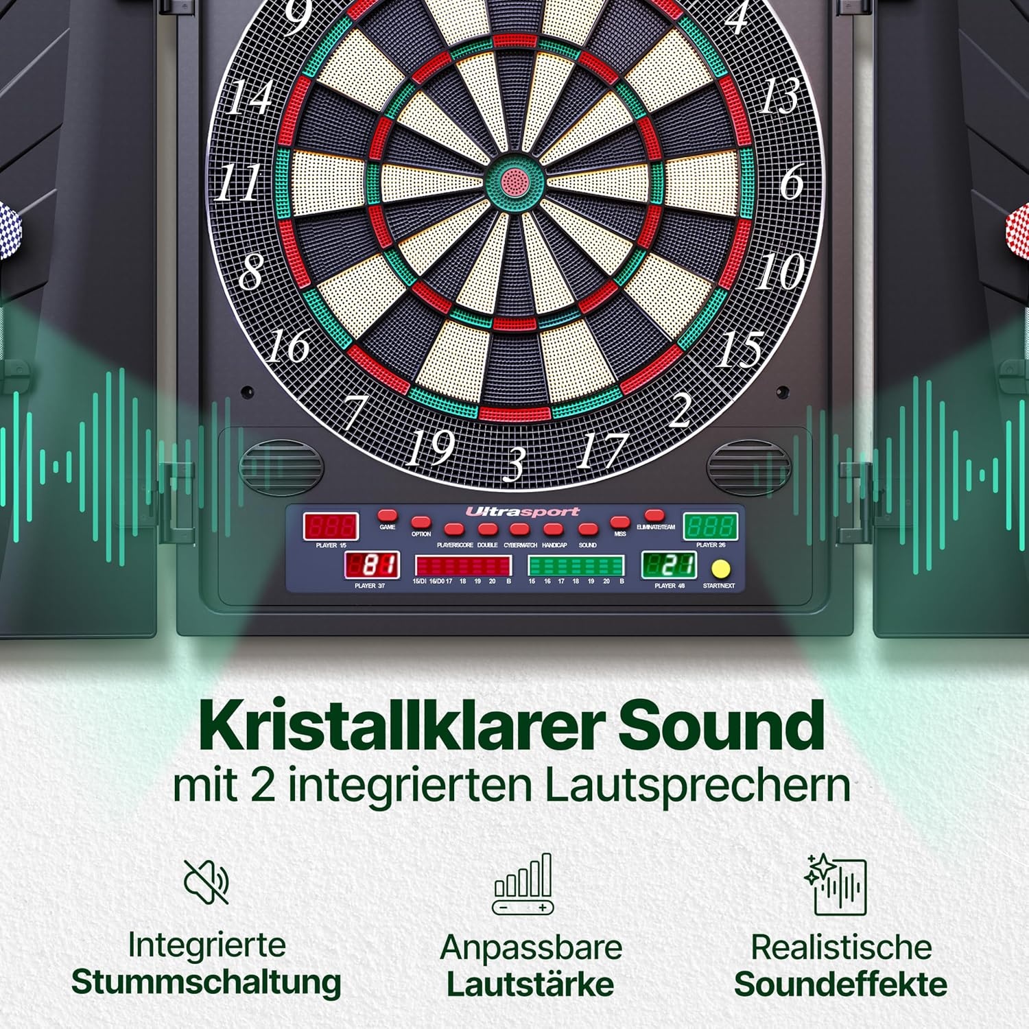 Ultrasport Elektronisch Dartbord Zwart 65x7x51,5 cm