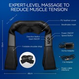 Nek- en Schoudermassageapparaat Shiatsu met warmte, 4D Deep Tissue Kneedmassage, 3 snelheden, bi-directionele rotatie, voor thuis, auto & kantoor
