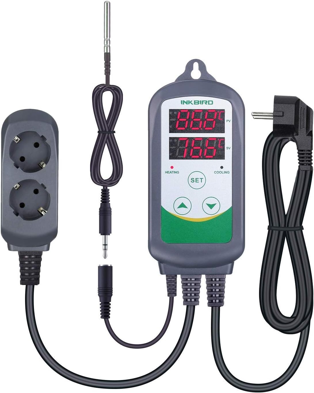 Inkbird ITC-308S Thermostaat met 1,97 Inch Vervangende NTC Sonde | Digitale Temperatuurregelaar voor Verwarming en Koeling - Maat ITC-308S mit 1.97" Temperatursonde