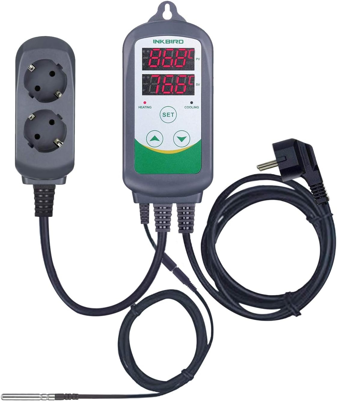 Inkbird ITC-308S Thermostaat met 1,97 Inch Vervangende NTC Sonde | Digitale Temperatuurregelaar voor Verwarming en Koeling - Maat ITC-308S mit 1.97" Temperatursonde