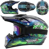 Jeugd Motorcrosshelm, Kinder Motorhelm MX Quad ATV Sport Enduro Crash Crossmotorhelm, Volwassen Full-face Off-road Motorhelm, Met Bril Masker Handschoenen - Maat S(52-53CM)