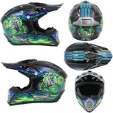 Jeugd Motorcrosshelm, Kinder Motorhelm MX Quad ATV Sport Enduro Crash Crossmotorhelm, Volwassen Full-face Off-road Motorhelm, Met Bril Masker Handschoenen - Maat S(52-53CM)