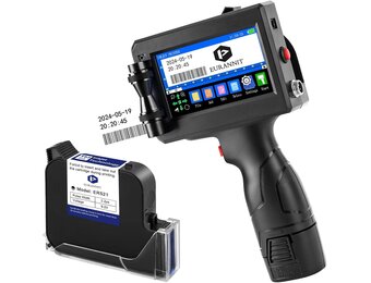 Handheld Inkjet Printer 25.4mm, E15-1 Draagbare Handheld Inkjet Printer Gun met ER521 Zwarte Inktcartridge, voor Tekst QR Barcode Batch Nummer Logo Datum Label