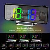 Wekker met projectie, temperatuurweergave, projectiewekker, met 180° roterende projector, helderheid instelbaar, radiowekker met projectie, woonkamer, slaapkamer, nachtwekker