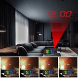 Wekker met projectie, temperatuurweergave, projectiewekker, met 180° roterende projector, helderheid instelbaar, radiowekker met projectie, woonkamer, slaapkamer, nachtwekker