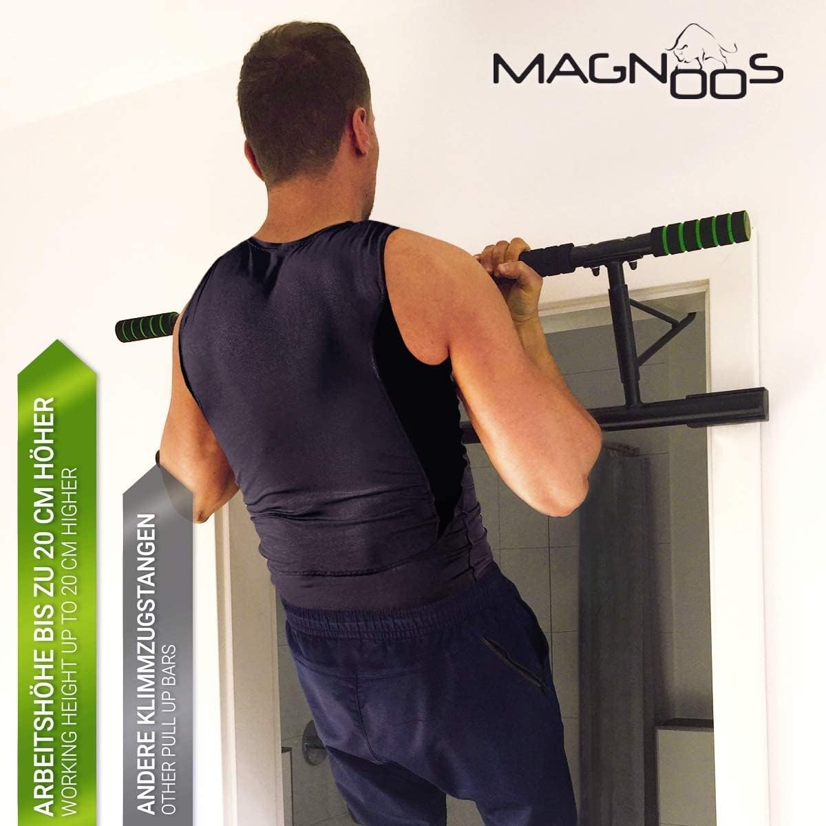 Matador optrekstang – premium strijkstang zonder schroeven en montage – pull-up bar voor meer bewegingsvrijheid – effectieve fitnesstraining thuis