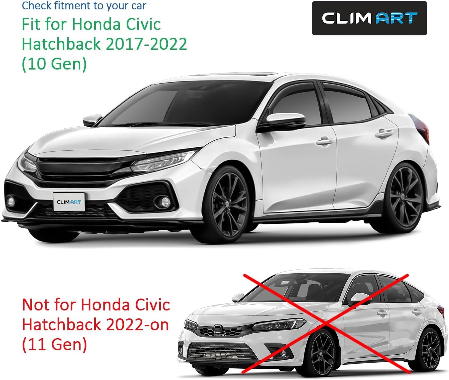 CLIM ART Deflectors compatible with Honda Civic 17-22 HB - In-channel 4Pcs