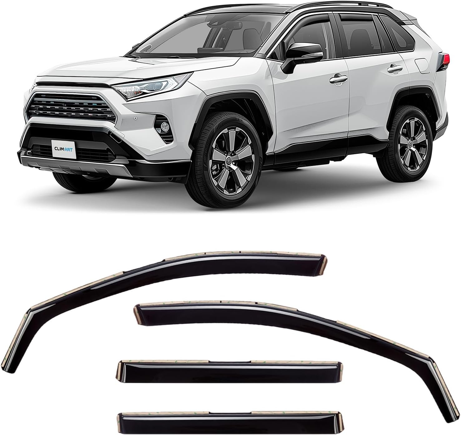 CLIM ART Winddeflector voor/compatibel met Ford Kuga 19-26 - Tape on 6 st - Maat Ford Kuga 2019-2026 SUV Tape-On