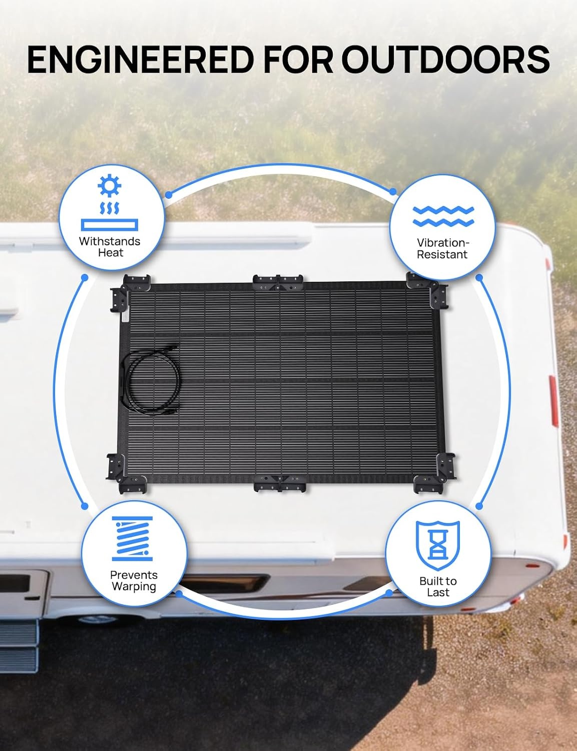 ECO-WORTHY Zonnepaneelhouder met hangende koelconstructie, snelle installatie, compatibel met flexibele en glazen modules onder 200 W, geschikt voor camping, camper, plat dak en boot