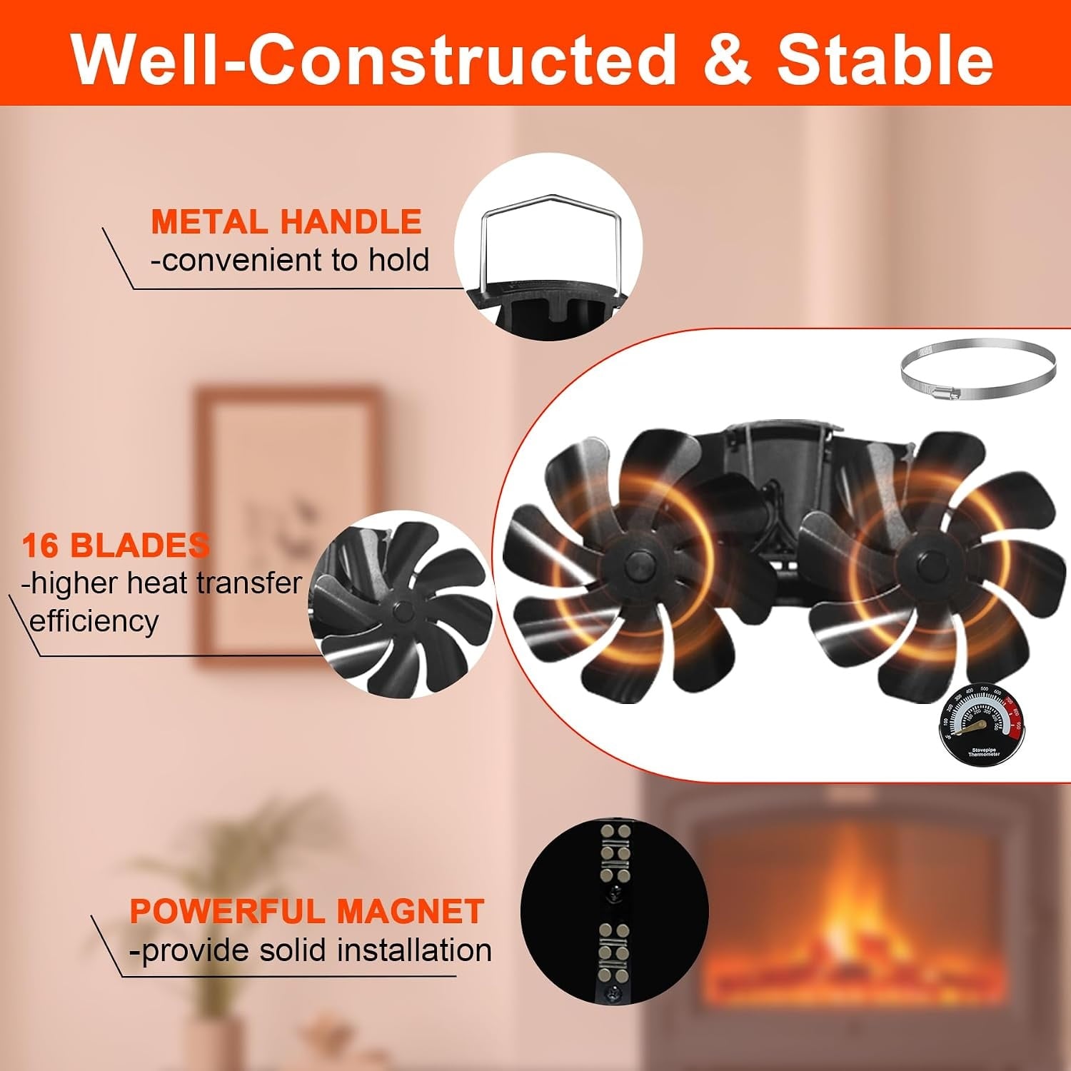 Magnetische Kachelventilator Houtkachel | Warmteaangedreven, Stil | 34% Korting