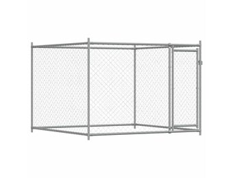 vidaXL Hondenhok Gegalvaniseerd Staal 2x2x1,5 m met Korting
