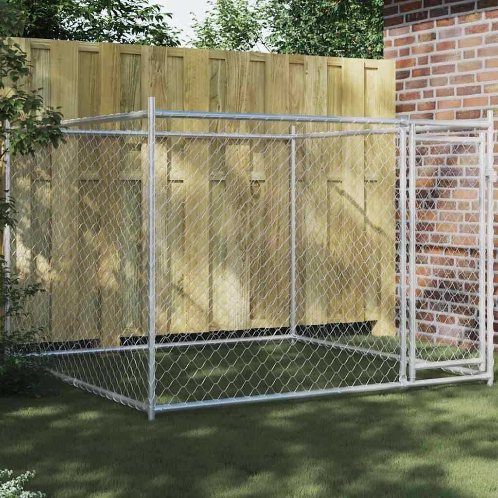 vidaXL Hondenhok Gegalvaniseerd Staal 2x2x1,5 m met Korting