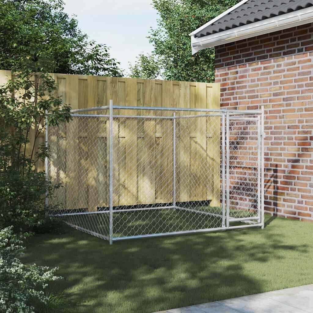 vidaXL Hondenhok Gegalvaniseerd Staal 2x2x1,5 m met Korting