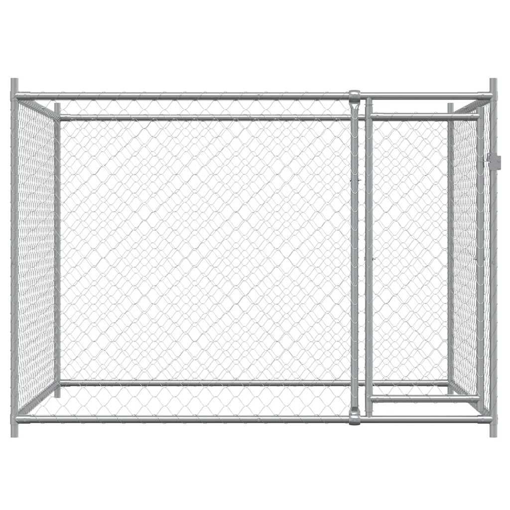 vidaXL Hondenhok Gegalvaniseerd Staal 2x2x1,5 m met Korting