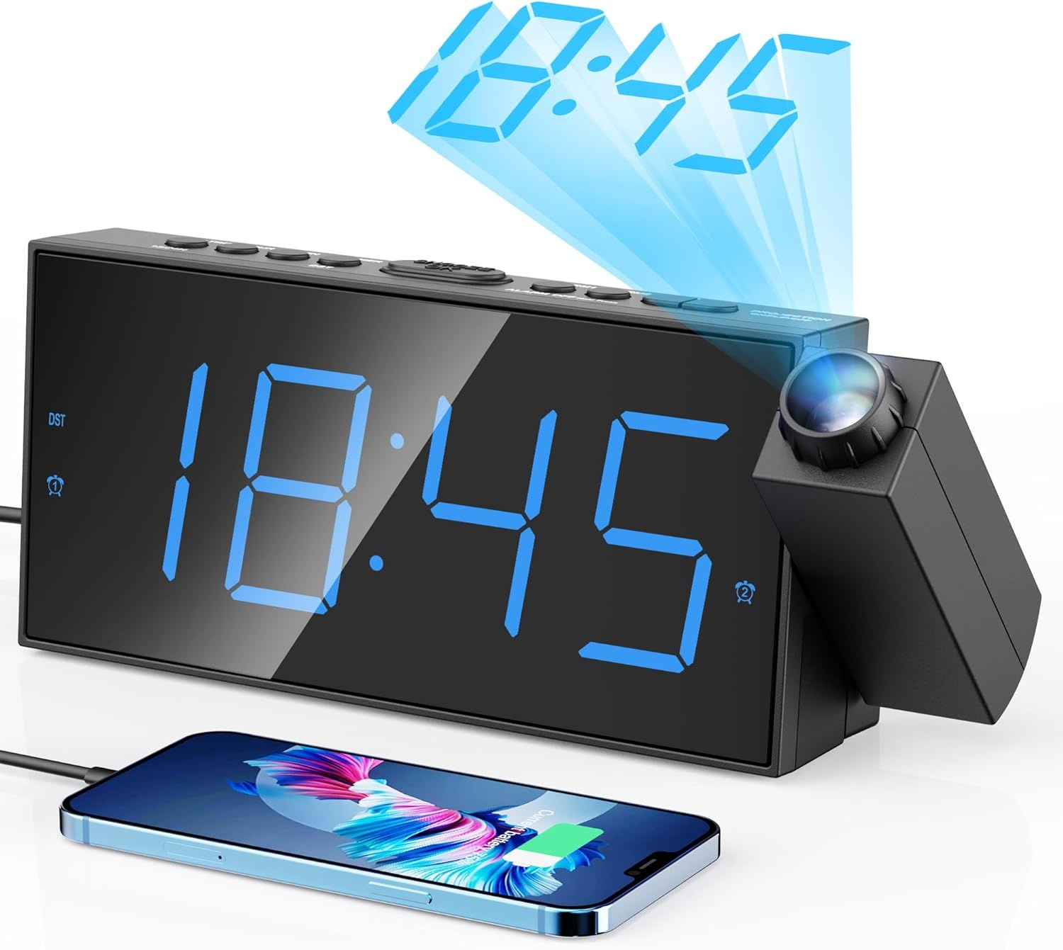 Projectiewekker met 180° Draaibare Projectie | 33% Korting