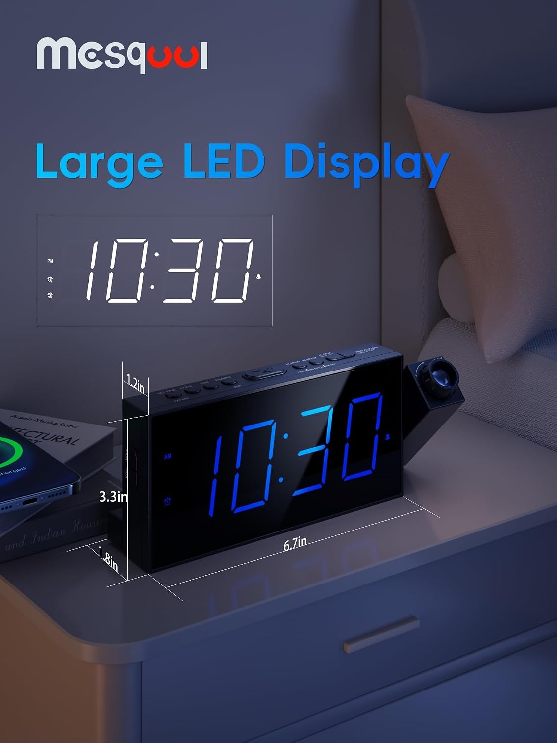 Projectiewekker met 180° Draaibare Projectie | 33% Korting
