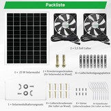 Zonneventilatorset Kippenhok/Kas | 2x 5,5" Ventilatoren | 25W Zonnepaneel | 34% Korting