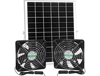 Zonneventilatorset Kippenhok/Kas | 25W | 2x 5,5" Waterdicht | Luchtcirculatie