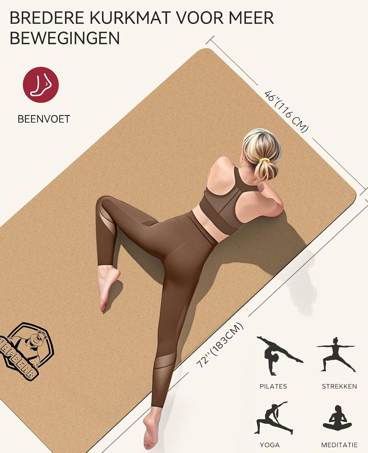 XXL Kurk Yogamat met Demping & Weerstandsband - 29% Korting