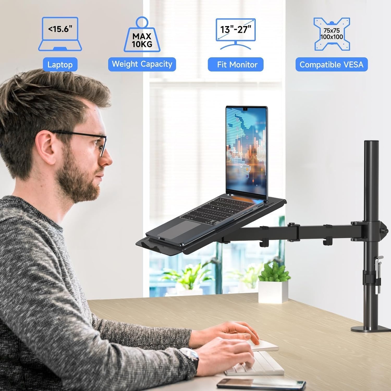 Monitorarm met Laptopstandaard - 33% Korting!