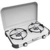Compact Camping Gasfornuis 2 Pitten - 4000W - Grijs met Windscherm