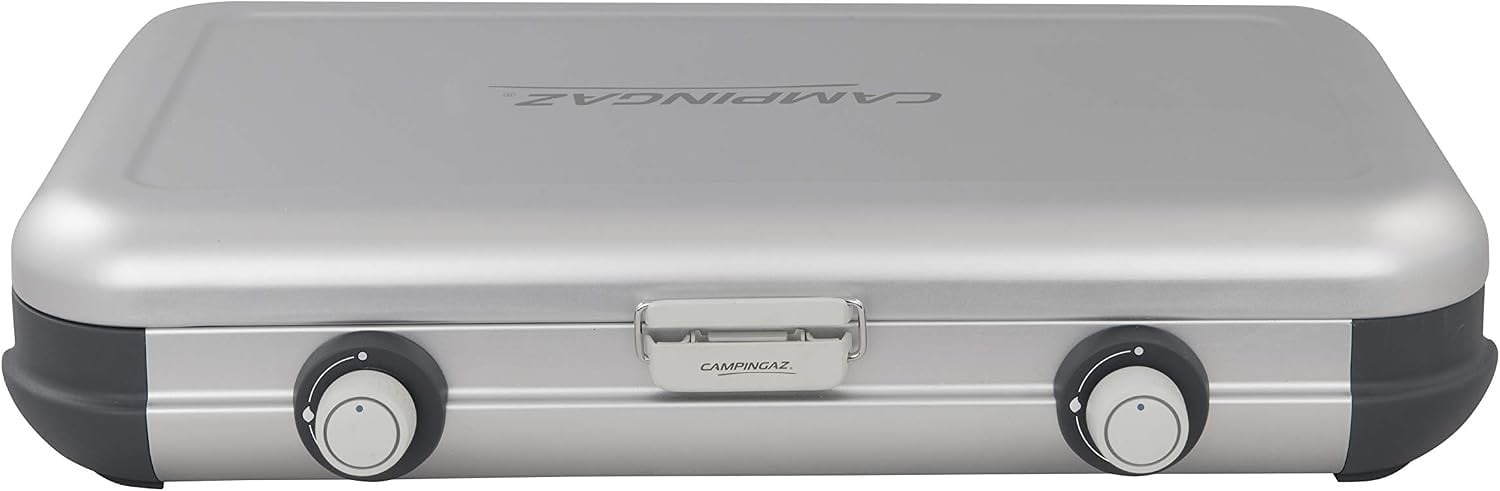 Compact Camping Gasfornuis 2 Pitten - 4000W - Grijs met Windscherm