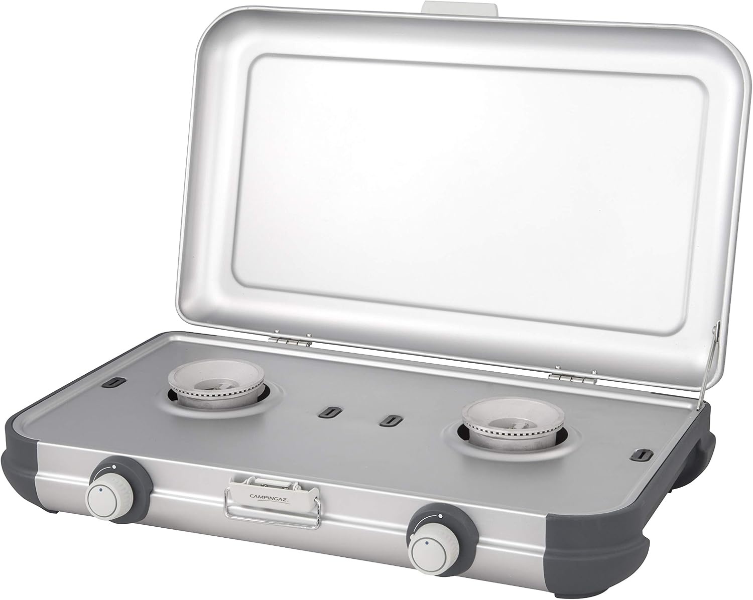 Compact Camping Gasfornuis 2 Pitten - 4000W - Grijs met Windscherm