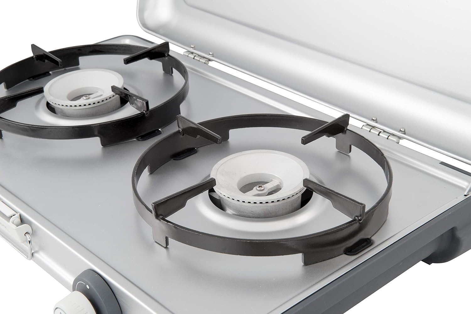 Compact Camping Gasfornuis 2 Pitten - 4000W - Grijs met Windscherm