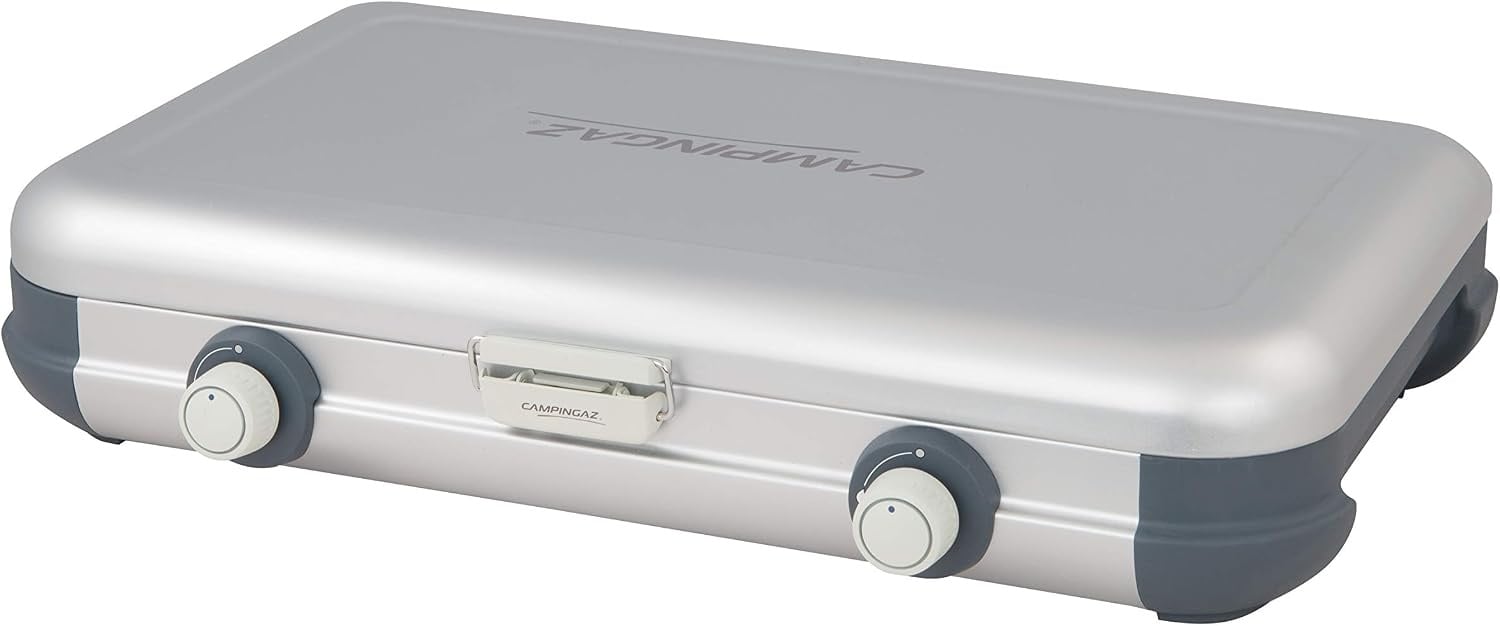 Compact Camping Gasfornuis 2 Pitten - 4000W - Grijs met Windscherm