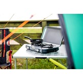 Compact Camping Gasfornuis 2 Pitten - 4000W - Grijs met Windscherm