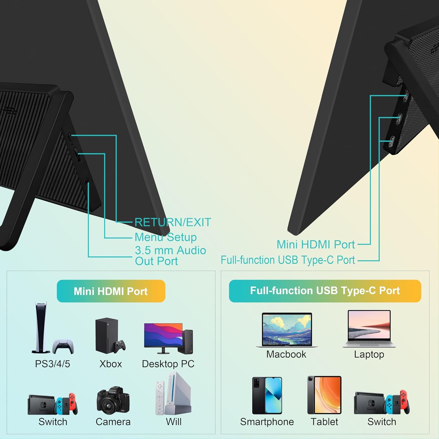 Draagbare Gaming Monitor 18,5" Full HD 120Hz - 35% Korting