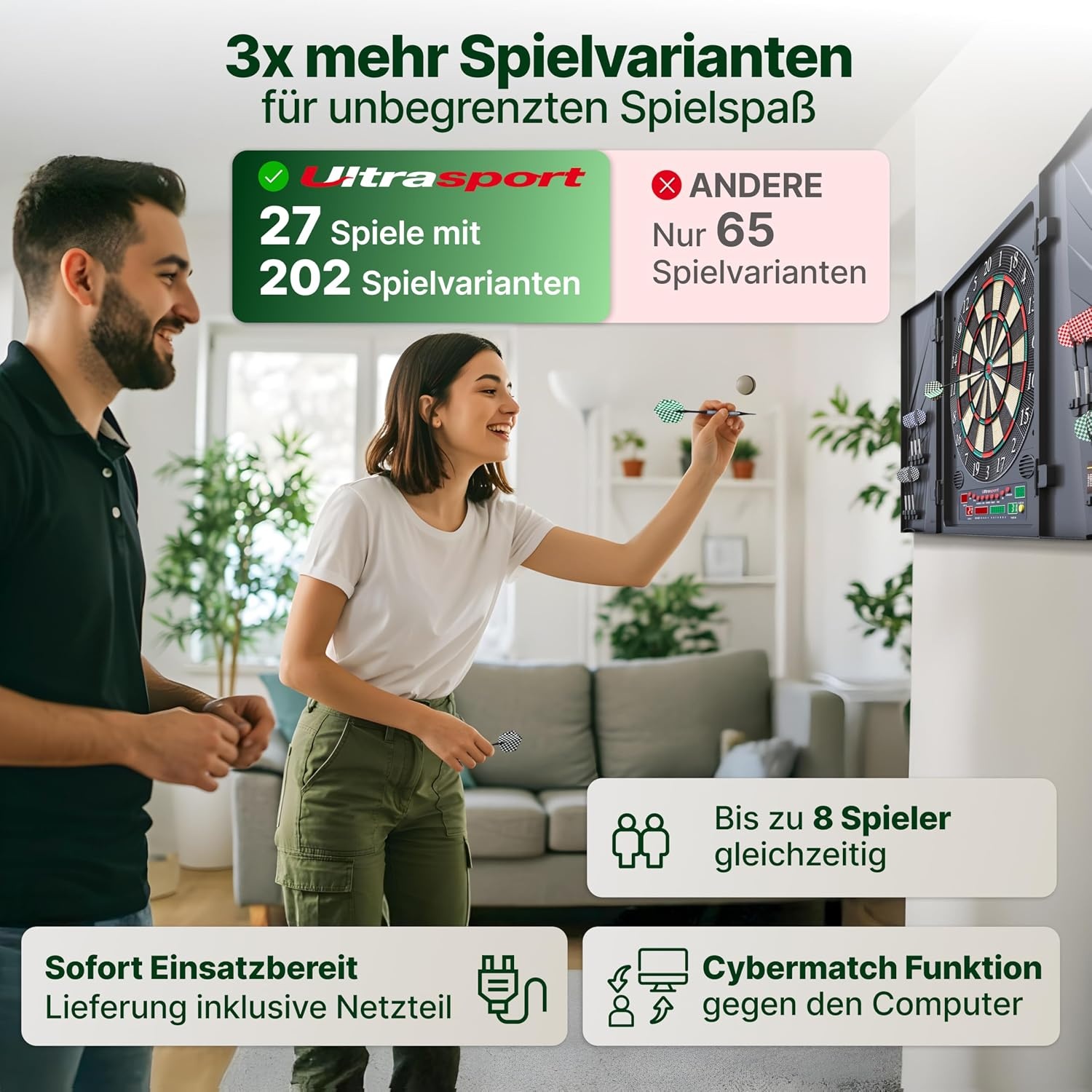 Elektronisch Dartbord met 16 Spelers & 38 Spelvormen | 34% Korting