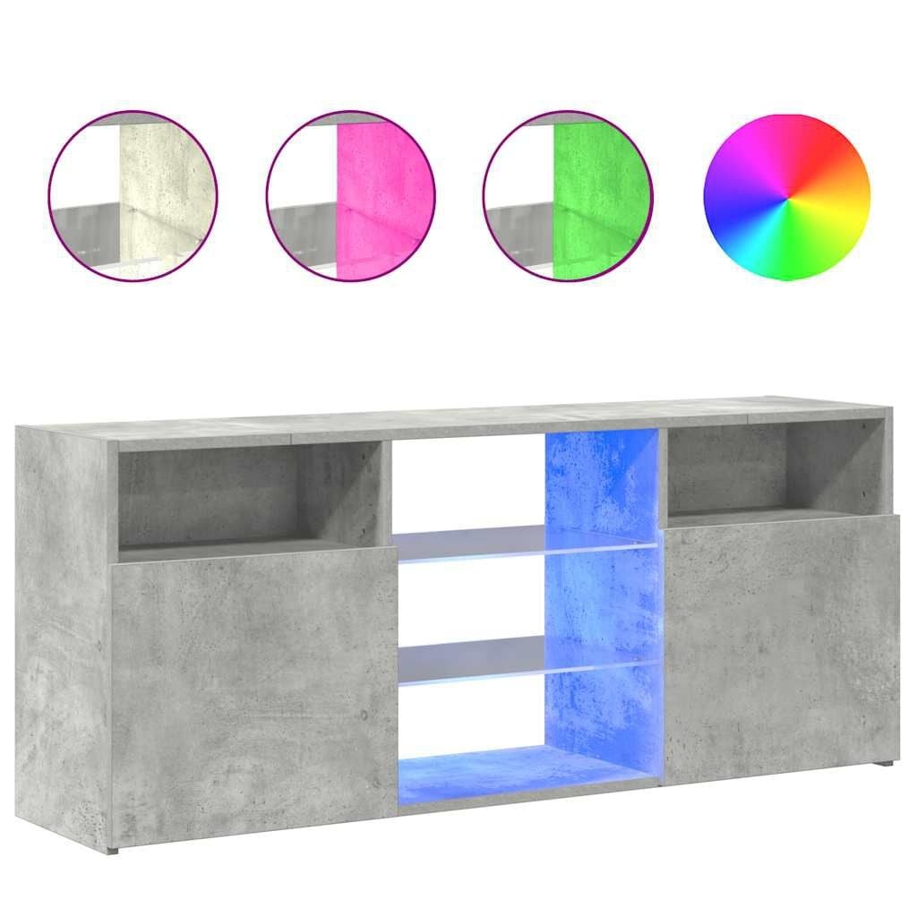 TV-meubel met LED betongrijs - 120cm - 54% Korting