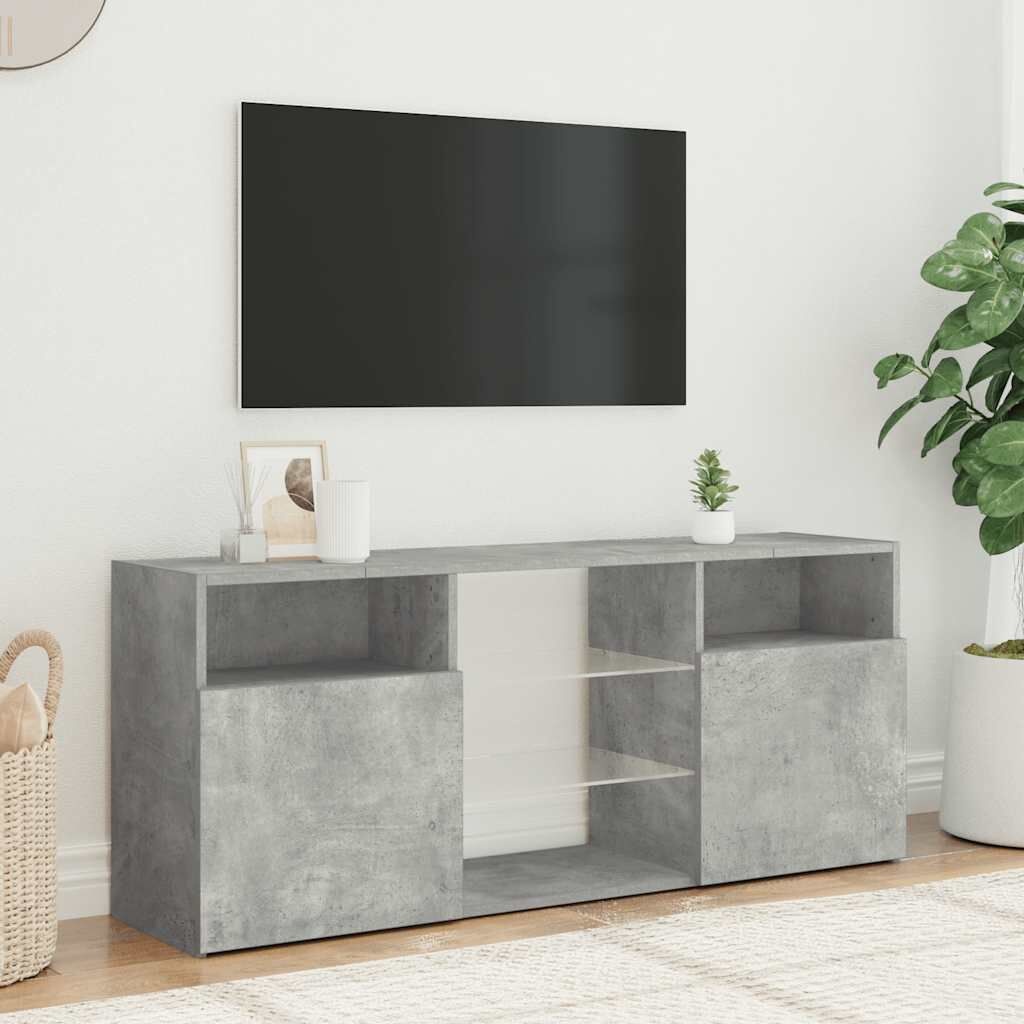 TV-meubel met LED betongrijs - 120cm - 54% Korting