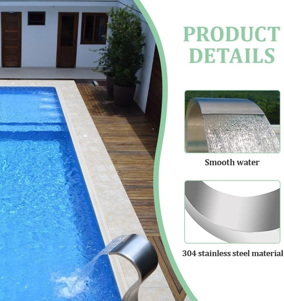 RVS Waterval Fontein 30x60cm - S-vormig Design