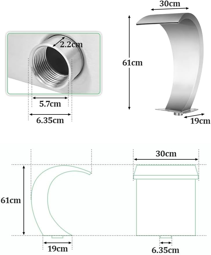 RVS Waterval Fontein 30x60cm - S-vormig Design