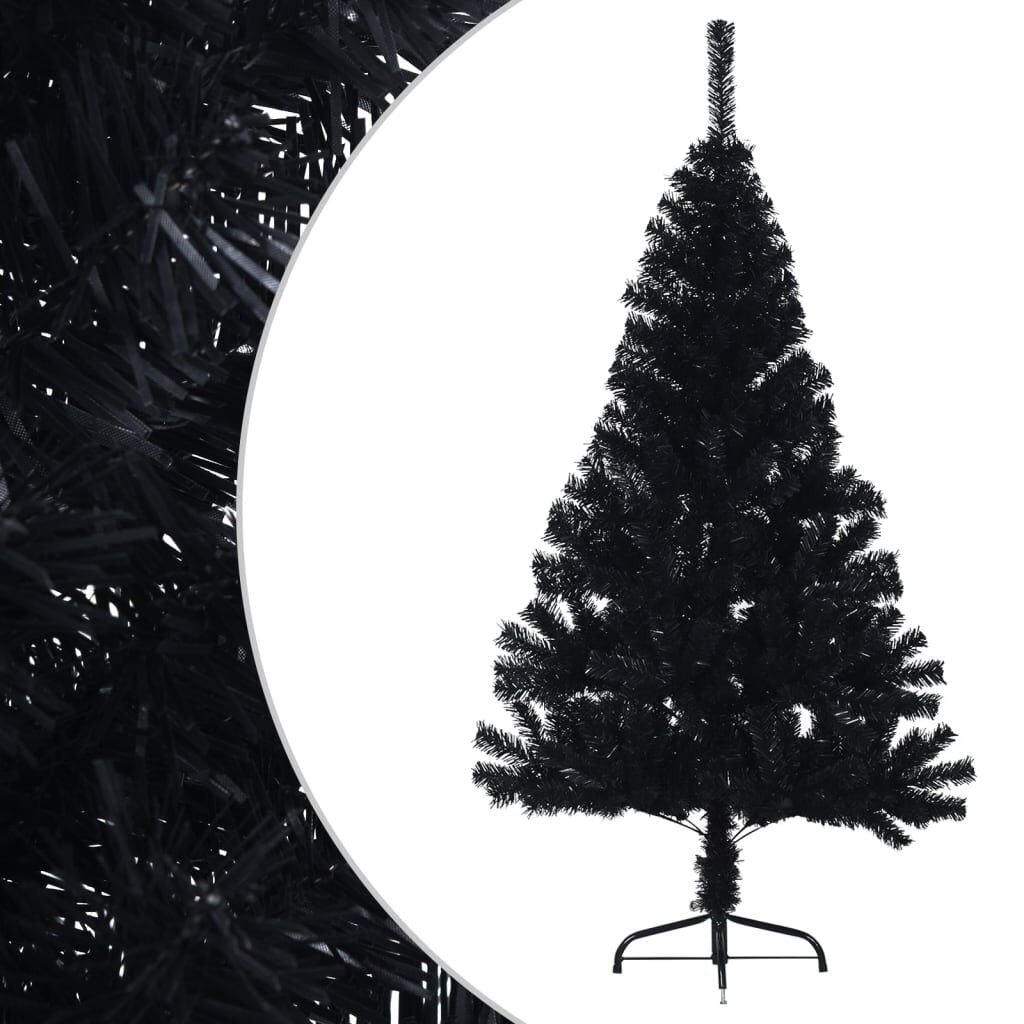 Zwarte Half Kerstboom (120 cm) met Standaard - 77% Korting