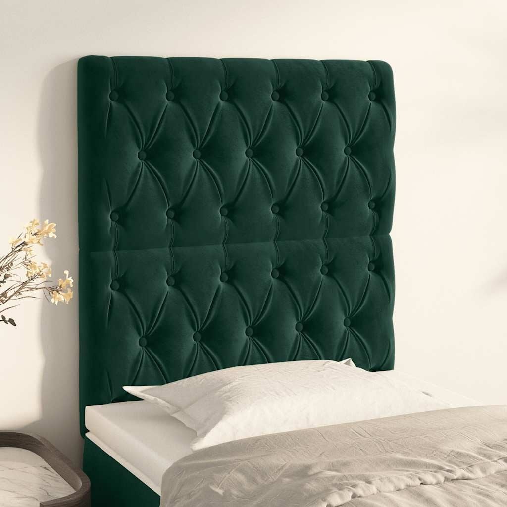 Hoofdborden Fluweel Donkergroen 2 st 80x7x78/88 cm - 80% Korting!
