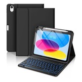 iPad 10e Gen Hoes met Afneembaar Toetsenbord & Penhouder - Zwart (76% Korting)