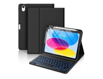 iPad 10e Gen Hoes met Afneembaar Toetsenbord & Penhouder - Zwart (76% Korting)