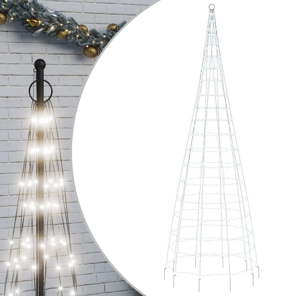 vidaXL LED-kerstboom voor vlaggenmast, koud wit, 550 lampjes, 300 cm