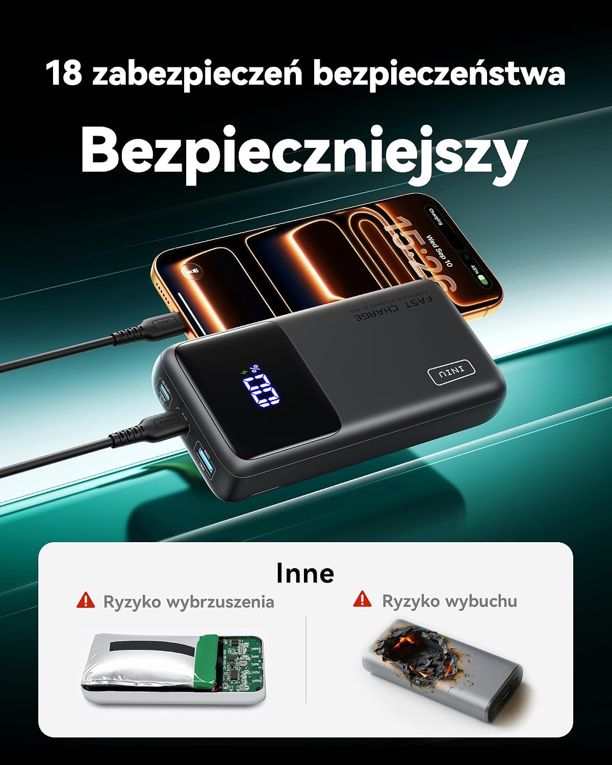 INIU Powerbank 100W 25000mAh - Snel laden voor Laptop, Telefoon & Tablet
