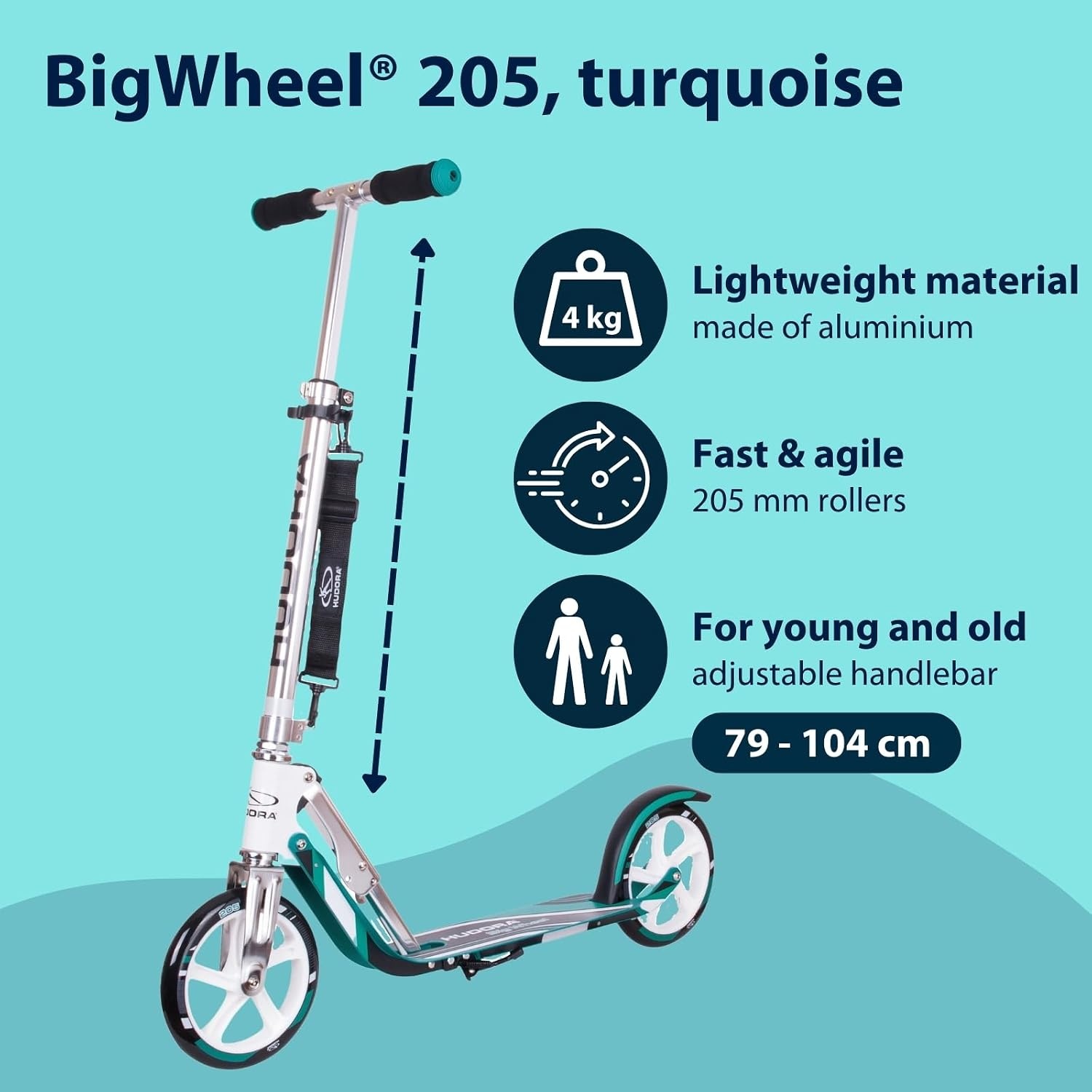 Inklapbare Stadsstep Bigwheel 205 Turquoise - 34% Korting
