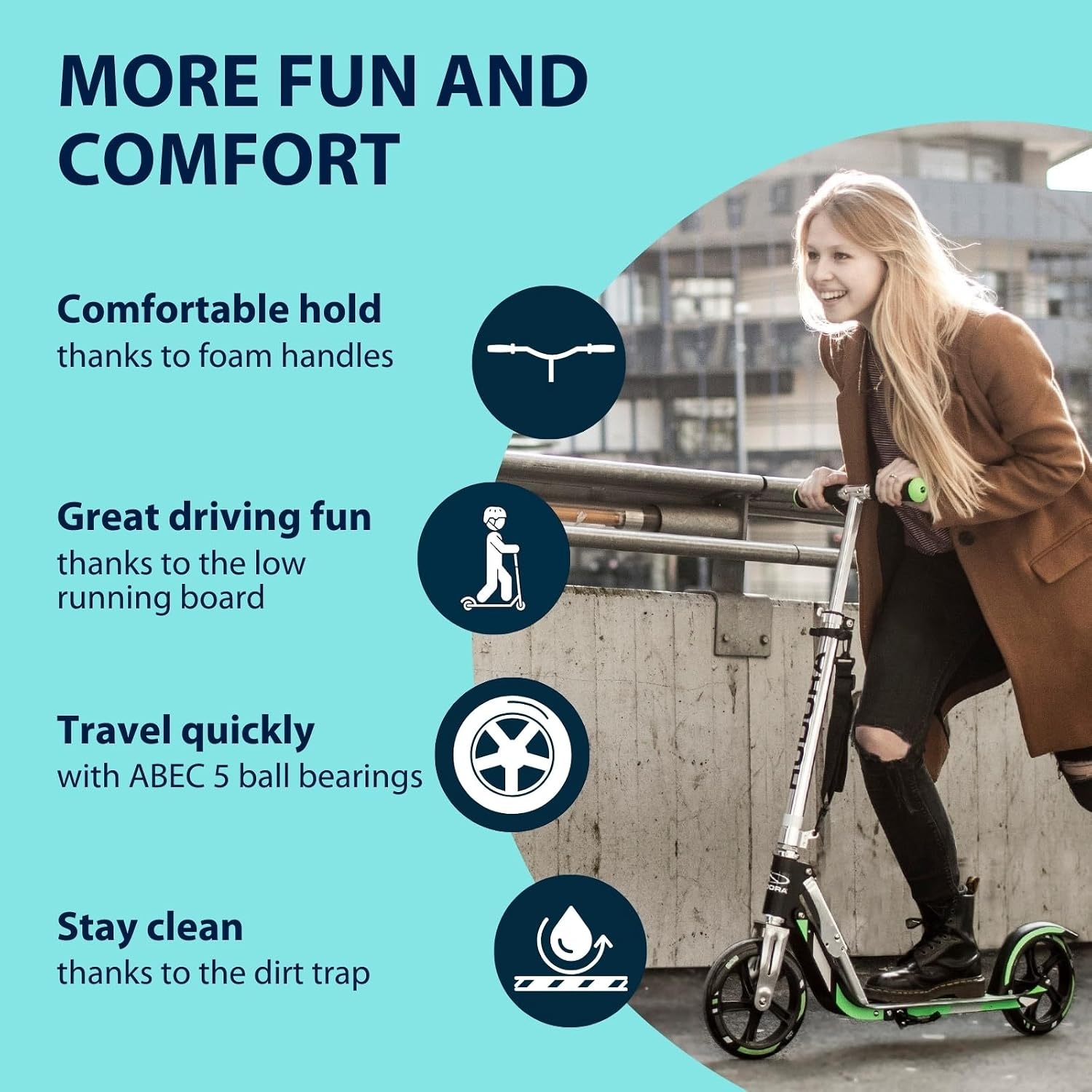 Inklapbare Stadsstep Bigwheel 205 Turquoise - 34% Korting