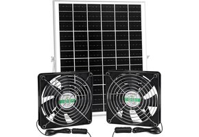 Zonneventilatorset 25W: Kippenhok, Kas, Schuur - 34% Korting!